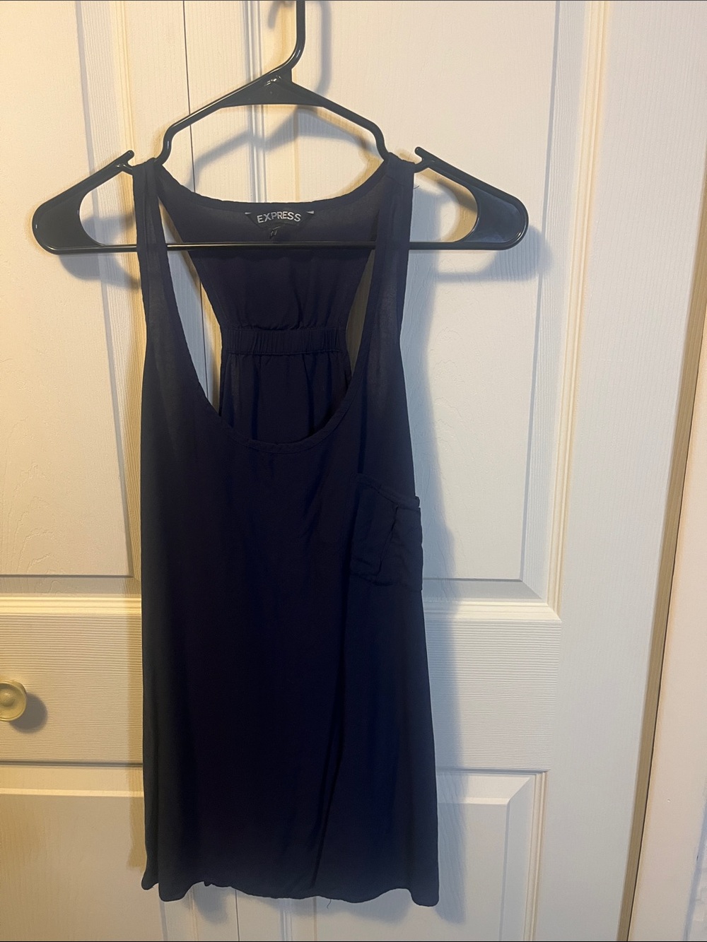 Express Dark Navy Racerback Tank with Pocket